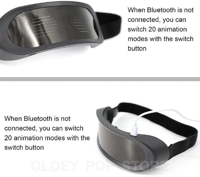 Nowe kolorowe okulary LED dynamiczne z aplikacją Bluetooth - futurystyczna elektroniczna lampa na imprezy Bar KTV - Wianko - 14