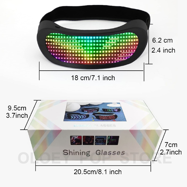 Nowe kolorowe okulary LED dynamiczne z aplikacją Bluetooth - futurystyczna elektroniczna lampa na imprezy Bar KTV - Wianko - 20