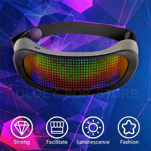 Nowe kolorowe okulary LED dynamiczne z aplikacją Bluetooth - futurystyczna elektroniczna lampa na imprezy Bar KTV - Wianko - 23