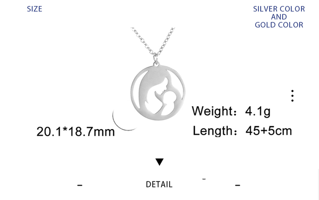 Naszyjnik Matka Dziecko - Mama Chłopiec Dziewczyna Kochanek, Wisiorek Świąteczny, Złoty Kolor, Stal Nierdzewna - Wianko - 3