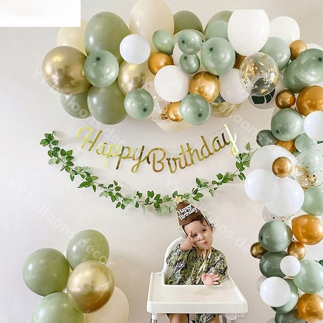 Zestaw do dekoracji balonowej Balony Arch Garland Retro - zielony, biały, złote balony z konfetti, na ślub, urodziny i bociankowe dekoracje świąteczne - Wianko - 5