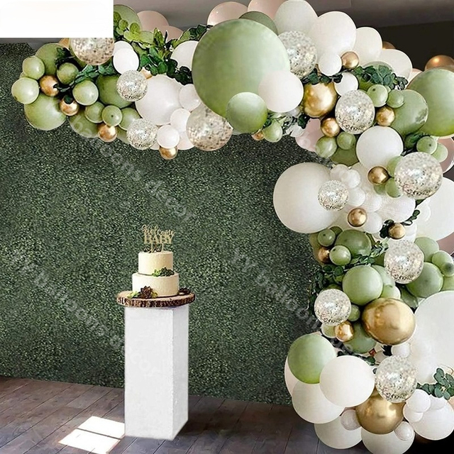Zestaw do dekoracji balonowej Balony Arch Garland Retro - zielony, biały, złote balony z konfetti, na ślub, urodziny i bociankowe dekoracje świąteczne - Wianko - 2