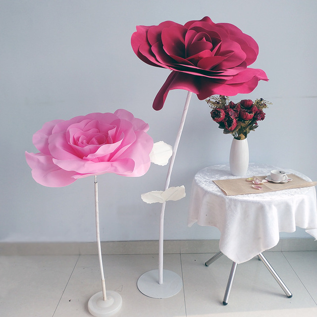 80 cm gigantyczna sztuczna róża z kwiatkiem macierzystym - kwiaty piankowe do dekoracji ślubnej, hotelowej, centrów handlowych - Wianko - 3