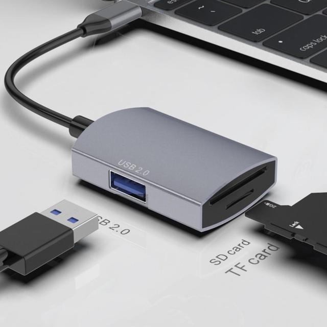 Adapter 3-w-1 typ C Hub USB 2.0 - czytnik kart mikro SD/TF, OTG i stacja dokująca z ładowaniem micro USB - Wianko - 2