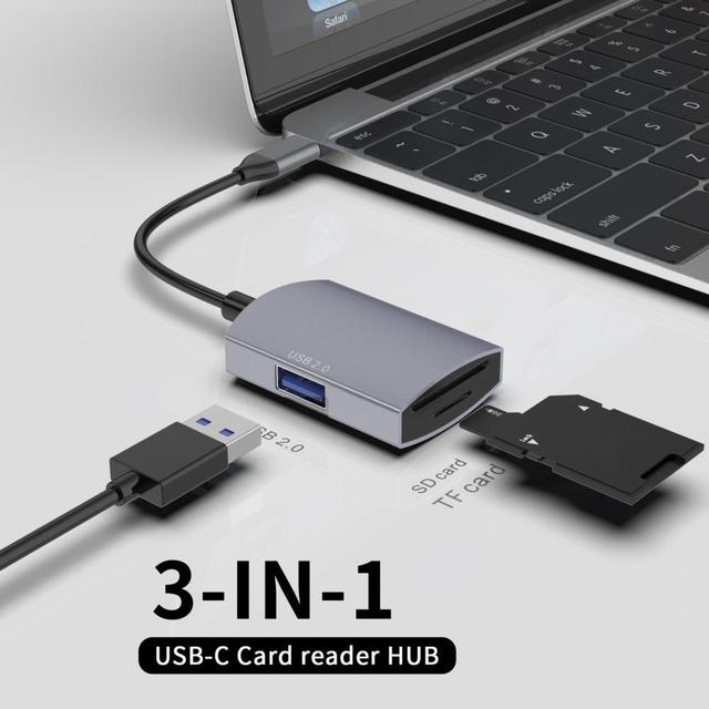 Adapter 3-w-1 typ C Hub USB 2.0 - czytnik kart mikro SD/TF, OTG i stacja dokująca z ładowaniem micro USB - Wianko - 1