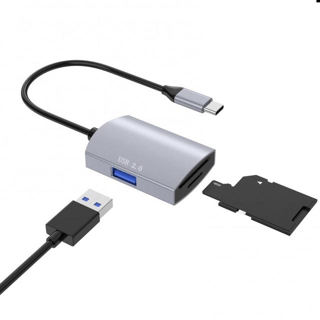 Adapter 3-w-1 typ C Hub USB 2.0 - czytnik kart mikro SD/TF, OTG i stacja dokująca z ładowaniem micro USB - Wianko - 4