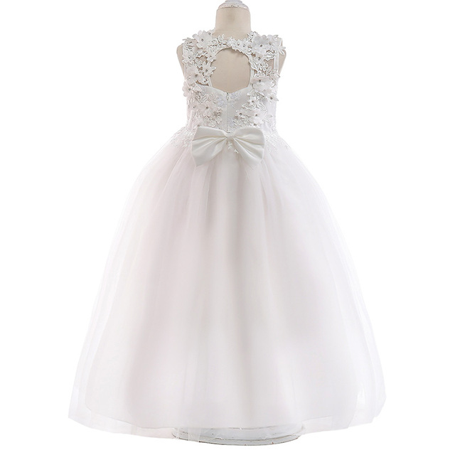 Druhna sukienka dla dziewczynki biała z wycięciem na plecach, idealna dla małych księżniczek, rozmiar 10-12 lat - Wianko - 7