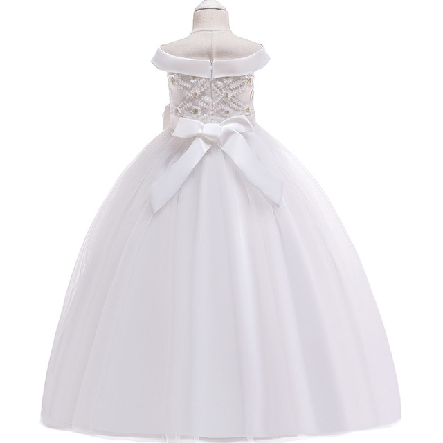 Druhna sukienka dla dziewczynki biała z wycięciem na plecach, idealna dla małych księżniczek, rozmiar 10-12 lat - Wianko - 13