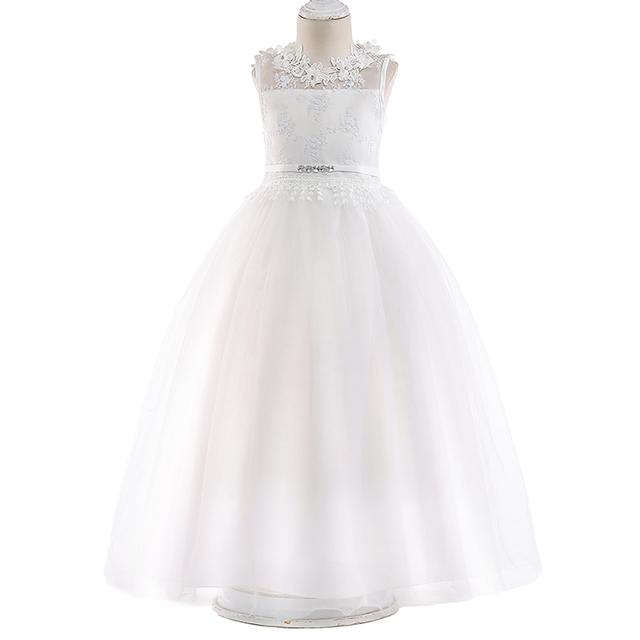 Druhna sukienka dla dziewczynki biała z wycięciem na plecach, idealna dla małych księżniczek, rozmiar 10-12 lat - Wianko - 6