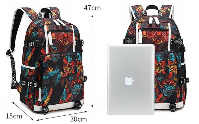 Szkolny plecak Anime Tokio Ghul z portem USB i wzorem węża - Wianko - 1