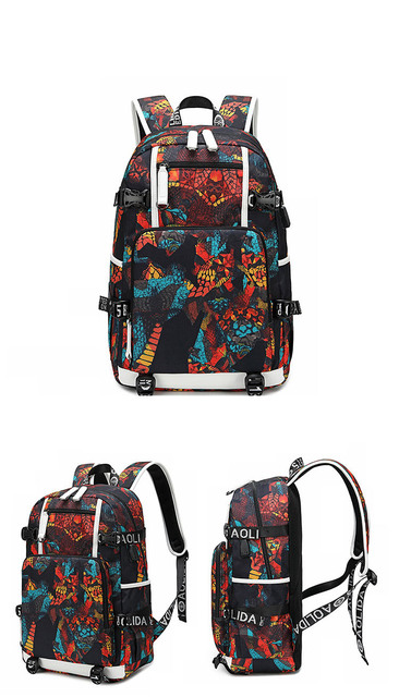 Szkolny plecak Anime Tokio Ghul z portem USB i wzorem węża - Wianko - 2