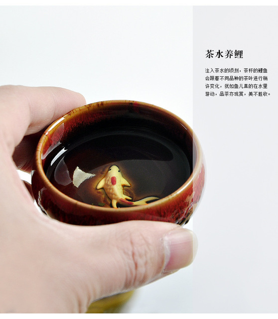 Kubek ceramiczny do herbaty Kung Fu z motywem karpi - Wianko - 5