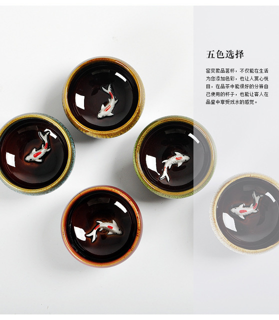 Kubek ceramiczny do herbaty Kung Fu z motywem karpi - Wianko - 4