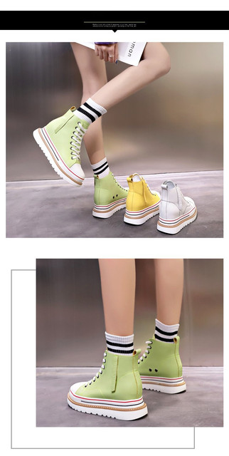 Nowe damskie buty jesienne o wysokim górnym obwodzie z gumową podeszwą, czerwone, oddychające, w koreańskim stylu - Wianko - 9