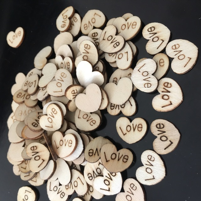 200 sztuk rustykalnych drewnianych serc w kształcie plastrów konfetti, ozdoby stołowe na ślubne dekoracje - Wianko - 6