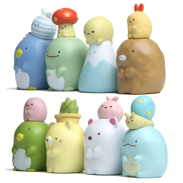 Zestaw 8 sztuk figurki mini model dekoracja biurka stojak na talerze zabawki Cartoon Anime Sumikko Gurashi Corner Creature - Wianko - 5