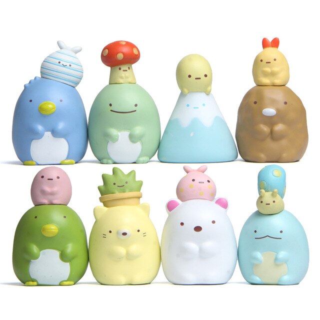 Zestaw 8 sztuk figurki mini model dekoracja biurka stojak na talerze zabawki Cartoon Anime Sumikko Gurashi Corner Creature - Wianko - 2