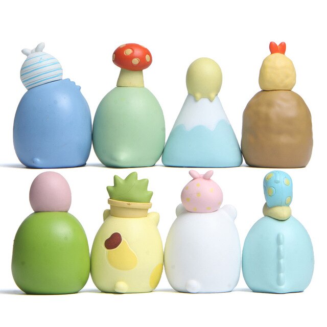 Zestaw 8 sztuk figurki mini model dekoracja biurka stojak na talerze zabawki Cartoon Anime Sumikko Gurashi Corner Creature - Wianko - 3