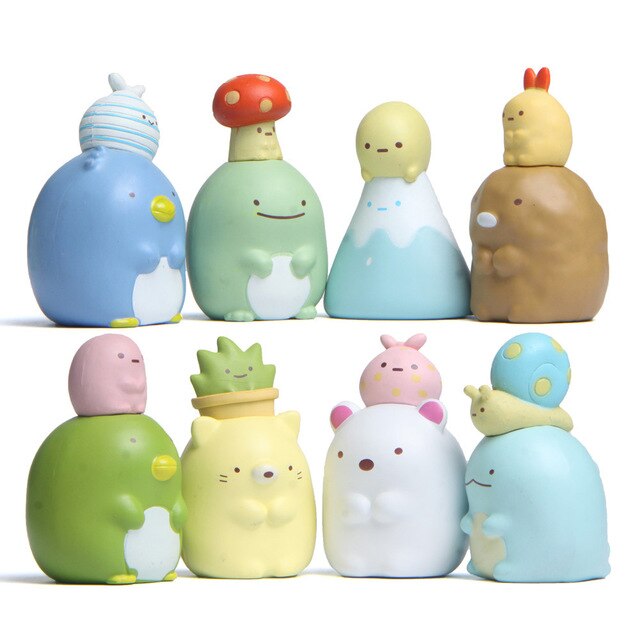 Zestaw 8 sztuk figurki mini model dekoracja biurka stojak na talerze zabawki Cartoon Anime Sumikko Gurashi Corner Creature - Wianko - 4