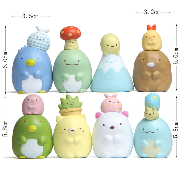 Zestaw 8 sztuk figurki mini model dekoracja biurka stojak na talerze zabawki Cartoon Anime Sumikko Gurashi Corner Creature - Wianko - 1