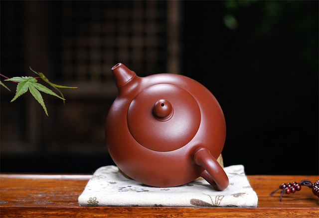 Czajniczek z purpurowej gliny typu Yixing ręcznie robiony, surowy, zestaw z herbatą Dahongpao, w kształcie półksiężyca, z bambusowym uchwytem - Wianko - 10