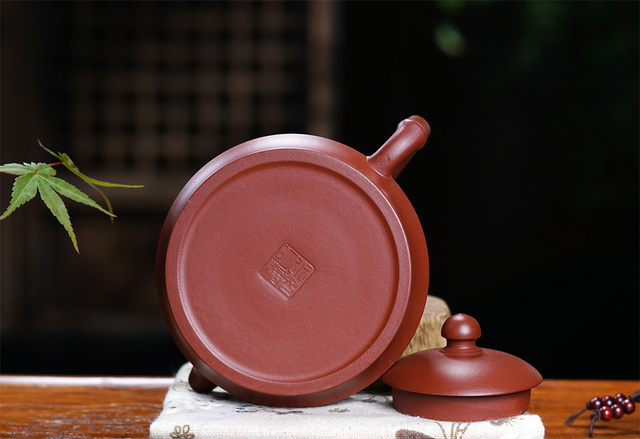 Czajniczek z purpurowej gliny typu Yixing ręcznie robiony, surowy, zestaw z herbatą Dahongpao, w kształcie półksiężyca, z bambusowym uchwytem - Wianko - 12