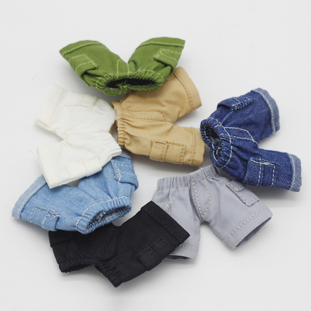 Ubranka dla lalek - Spodnie i spodenki dla lalki OB11, jeansowe, pasujące do ciała bjd Mollys GSC, rozmiar 1/12 - Wianko - 6