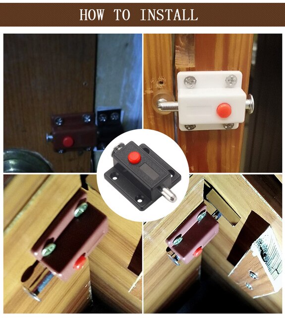 10 śrub drzwiowych z zamkiem zatrzaskowym do szafki, okna Home Safety Bolt DIY meble - Wianko - 7