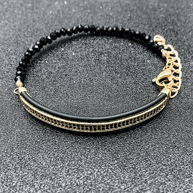 Ręcznie wykonana czarna kamień naturalny bransoletka Charm dla kobiet i mężczyzn, modna luksusowa biżuteria 2021, prezentująca się jak para bransoletek - Wianko - 2