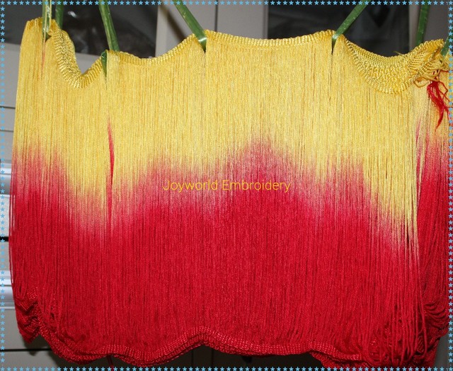 Miękka Rayonowa sukienka Samba w kolorze żółto-czerwonym z ombre fringe tassel, przycinana na 10 jardów/partię, 25 cm długości - Wianko - 3