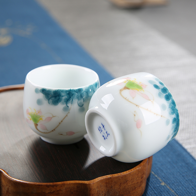Zestaw ceramicznych filiżanek do herbaty, malowanych ręcznie, 2 sztuki/partia - Wianko - 4