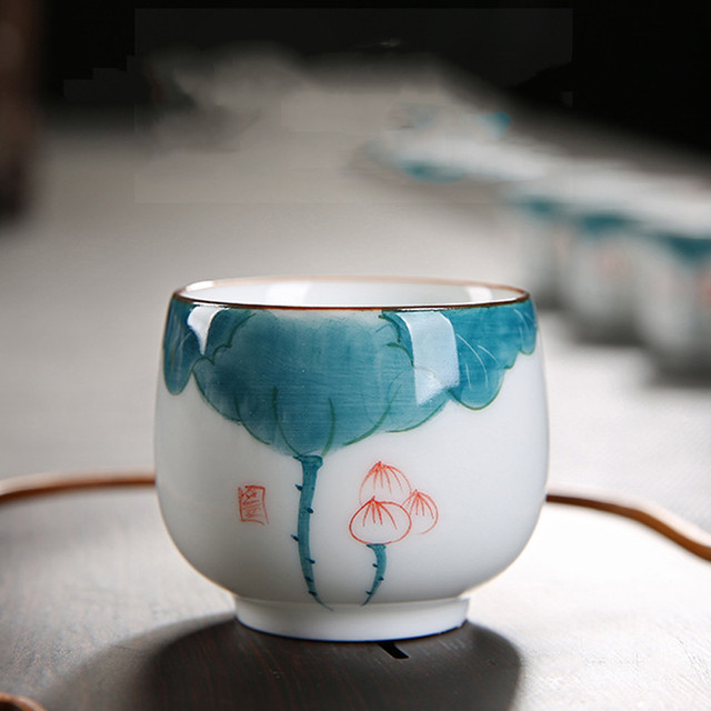 Zestaw ceramicznych filiżanek do herbaty, malowanych ręcznie, 2 sztuki/partia - Wianko - 7