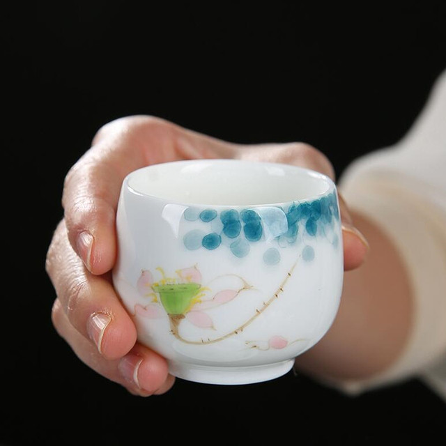 Zestaw ceramicznych filiżanek do herbaty, malowanych ręcznie, 2 sztuki/partia - Wianko - 1