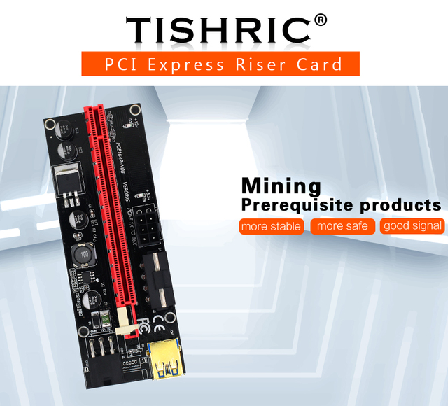Karta rozszerzająca TISHRIC VER009s PCI PCIE USB 3.0 SATA 15Pin do 6pin - 10 sztuk dla BTC Mining Miner - Wianko - 1