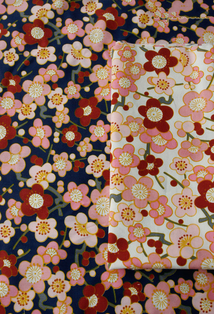 Japońska tkanina bawełniana 100% z motywem kwiatu wiśni, królika i kota - idealna do szycia odzieży i dodatków do wnętrz - Wianko - 6