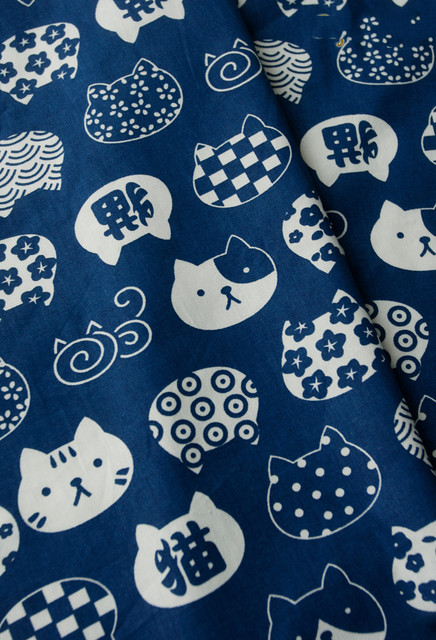 Japońska tkanina bawełniana 100% z motywem kwiatu wiśni, królika i kota - idealna do szycia odzieży i dodatków do wnętrz - Wianko - 5