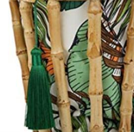 Pomponowa bambusowa torba na plażę ręcznie robiona dla kobiet - Wianko - 5