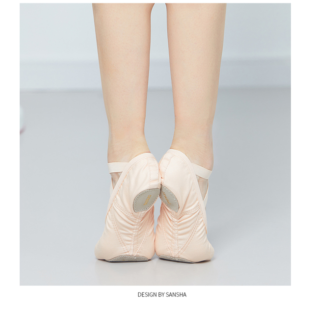 Buciki do tańca baletowego Sansha dla dorosłych dzieci EU33-42 zamszowe z elastyczną rozciągliwą podeszwą dzielonej stopy - Wianko - 7