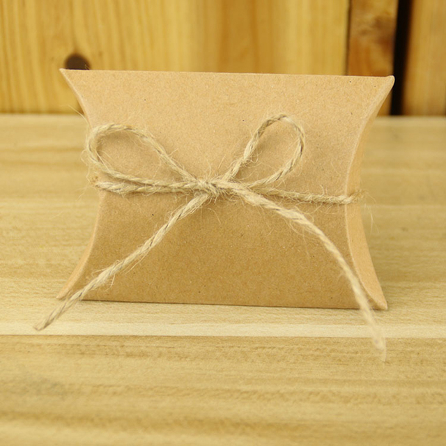Pudełko poduszka przyjazne dla środowiska z papieru kraft na kolczyki i naszyjniki - 10/20 sztuk - Wianko - 4