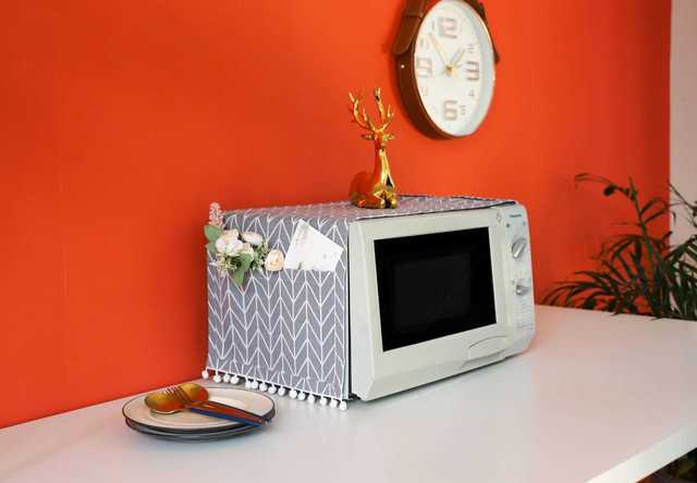 Nakładka na kuchenkę mikrofalową bawełniana z osłoną przeciwpyłową i pomponem - akcesorium do kuchni w stylu Nordic dla domu - Wianko - 67