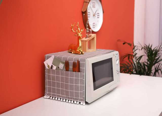 Nakładka na kuchenkę mikrofalową bawełniana z osłoną przeciwpyłową i pomponem - akcesorium do kuchni w stylu Nordic dla domu - Wianko - 31