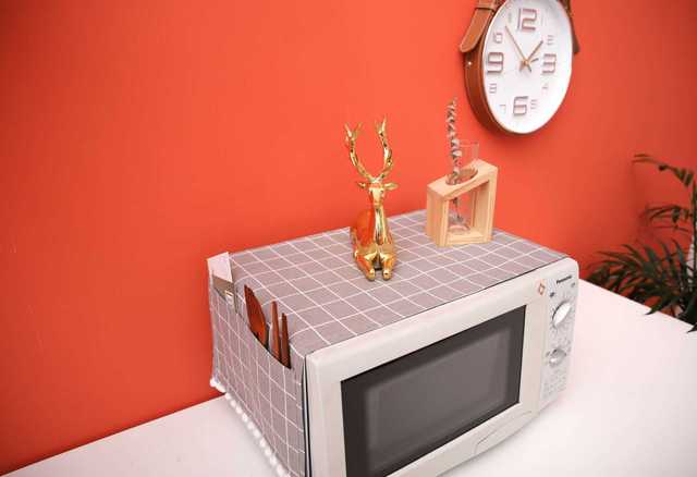 Nakładka na kuchenkę mikrofalową bawełniana z osłoną przeciwpyłową i pomponem - akcesorium do kuchni w stylu Nordic dla domu - Wianko - 35