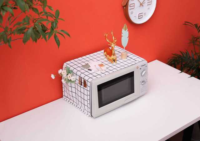 Nakładka na kuchenkę mikrofalową bawełniana z osłoną przeciwpyłową i pomponem - akcesorium do kuchni w stylu Nordic dla domu - Wianko - 22