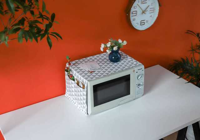 Nakładka na kuchenkę mikrofalową bawełniana z osłoną przeciwpyłową i pomponem - akcesorium do kuchni w stylu Nordic dla domu - Wianko - 45