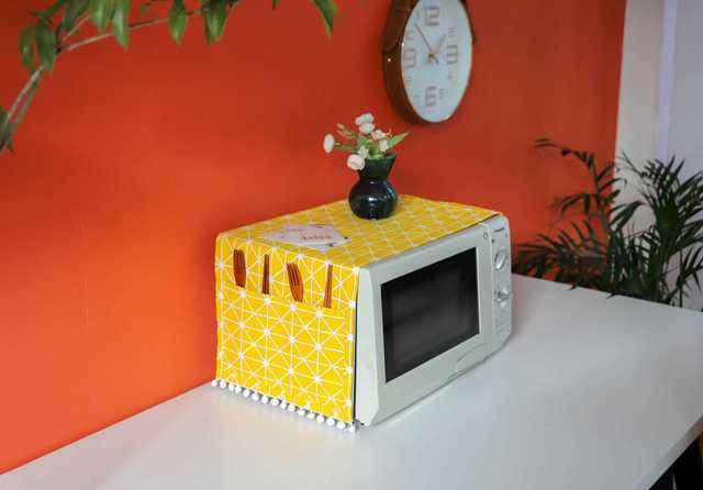 Nakładka na kuchenkę mikrofalową bawełniana z osłoną przeciwpyłową i pomponem - akcesorium do kuchni w stylu Nordic dla domu - Wianko - 56