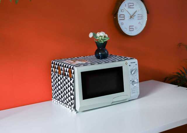 Nakładka na kuchenkę mikrofalową bawełniana z osłoną przeciwpyłową i pomponem - akcesorium do kuchni w stylu Nordic dla domu - Wianko - 47