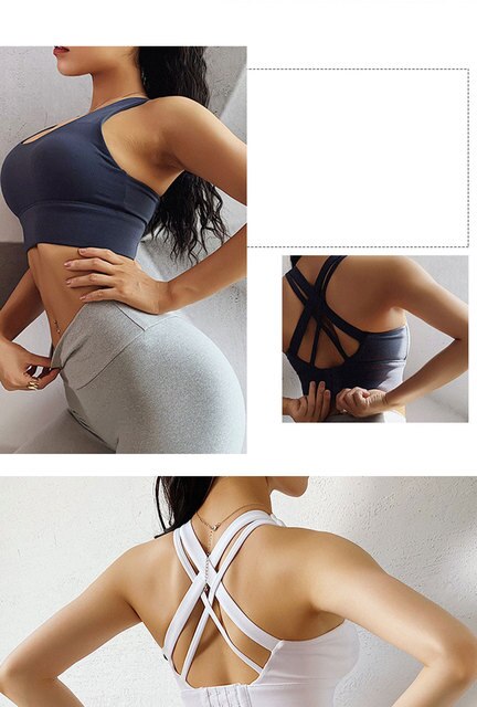 Sportowy biustonosz plus size Nylon Crop Top Push Up - idealny na fitness, siłownię i jogę - Wianko - 3