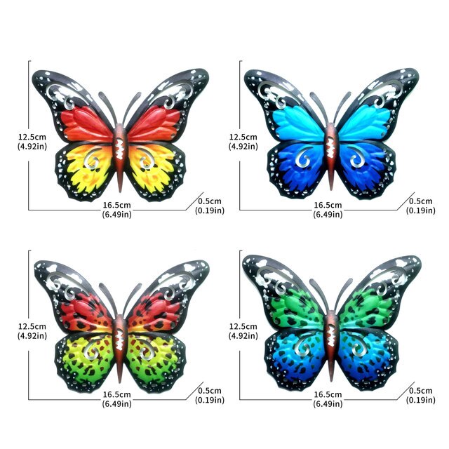 3D metalowy motyl do dekoracji ścian - 1/3/4 sztuki - Wianko - 6