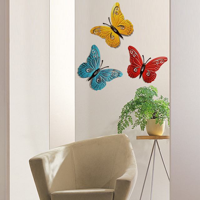 3D metalowy motyl do dekoracji ścian - 1/3/4 sztuki - Wianko - 5