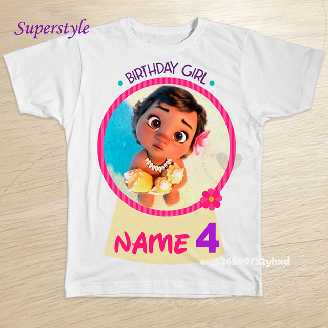 T-shirt dziecięcy Moana z personalizowanym numerem 1-10 na urodziny – dziewczęca koszulka z krótkim rękawem CC474 - Wianko - 8